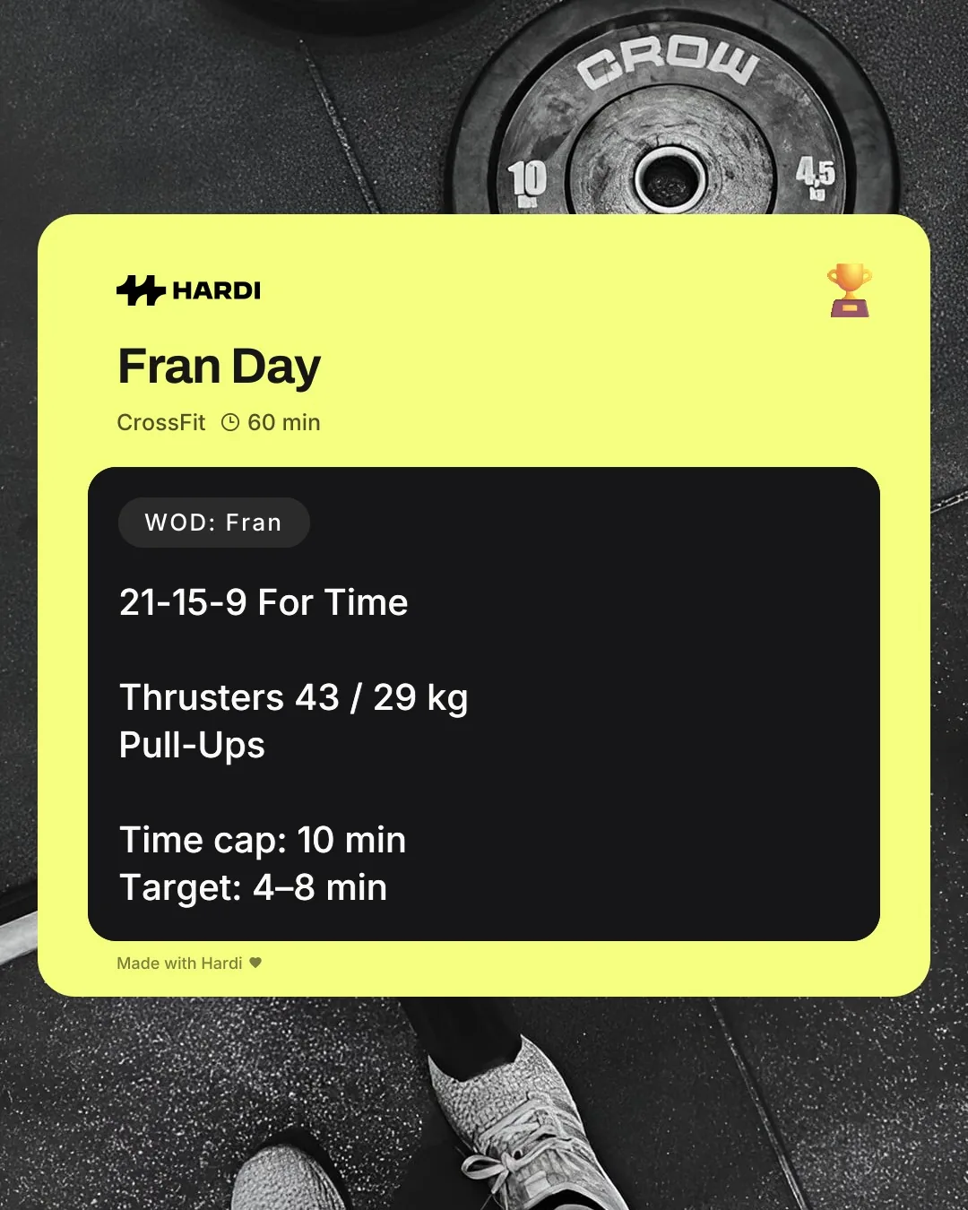 Hardi Image to Share example using the Contrast card style and Home background